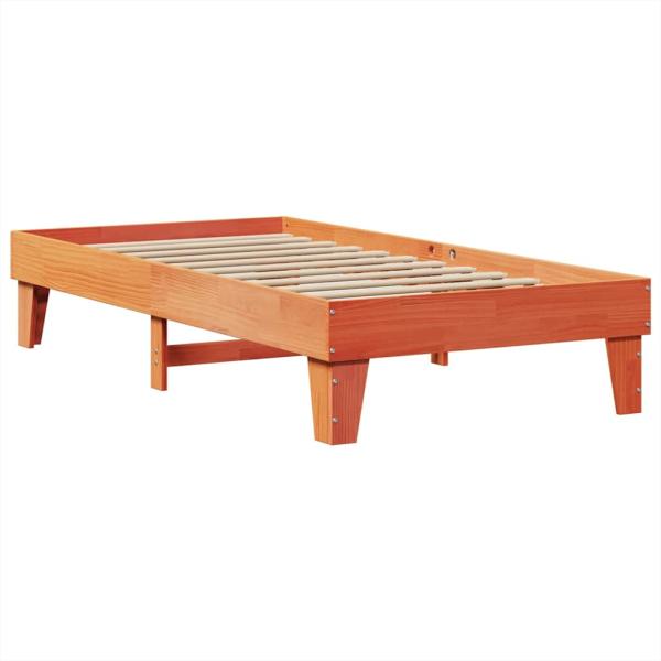 Massivholzbett mit Regal ohne Matratze Wachsbraun 90x200 cm