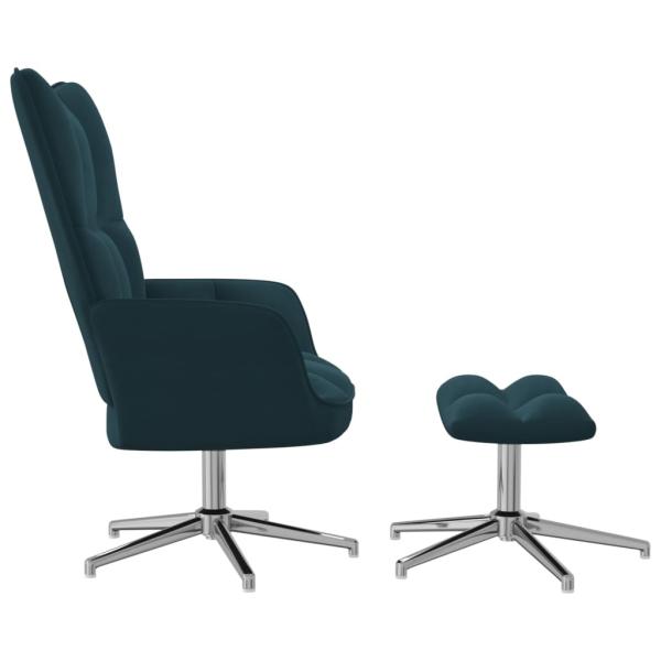 Relaxsessel mit Hocker Blau Samt
