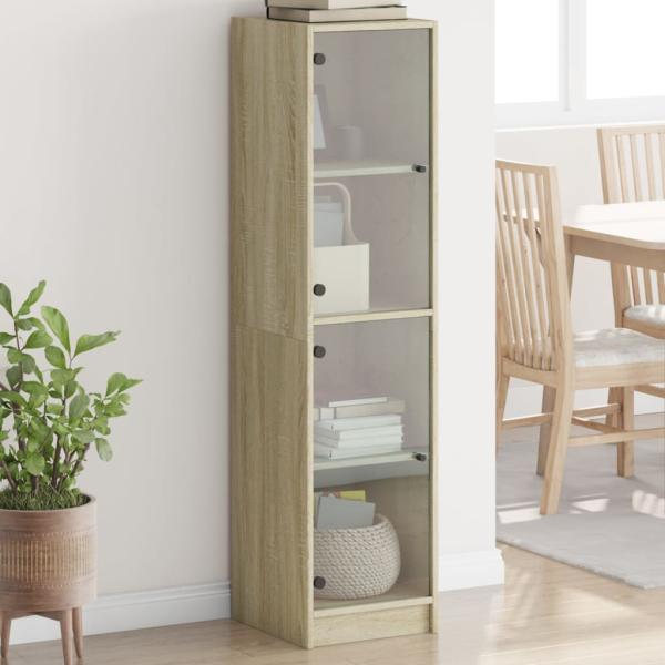 ARDEBO.de - Highboard mit Glastüren Sonoma-Eiche 35x37x142 cm