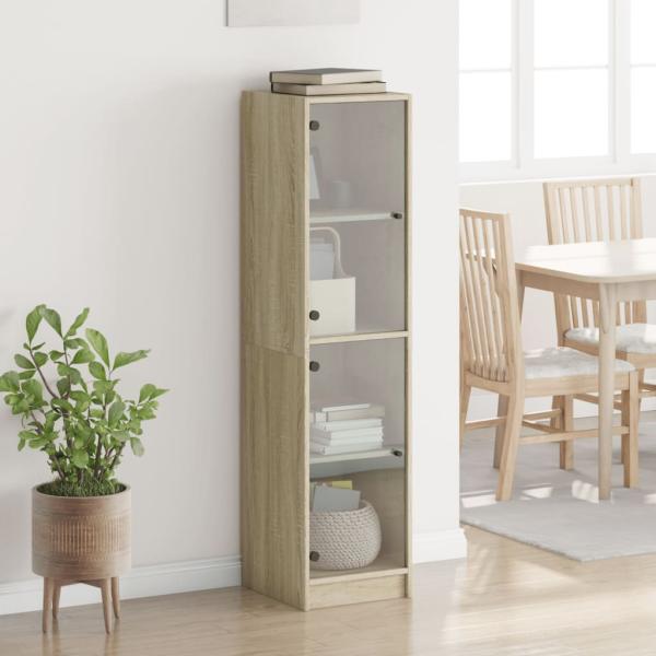 Highboard mit Glastüren Sonoma-Eiche 35x37x142 cm