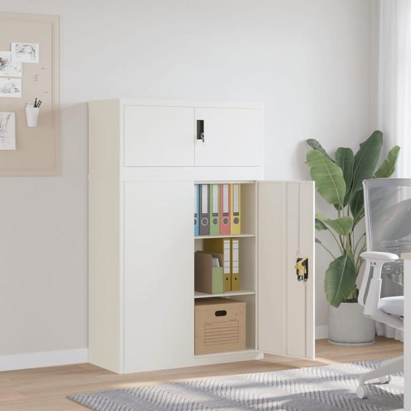 ARDEBO.de - Aktenschrank Weiß 90x40x145 cm Stahl
