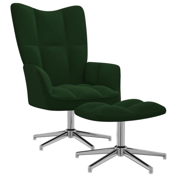 Relaxsessel mit Hocker Dunkelgrün Samt