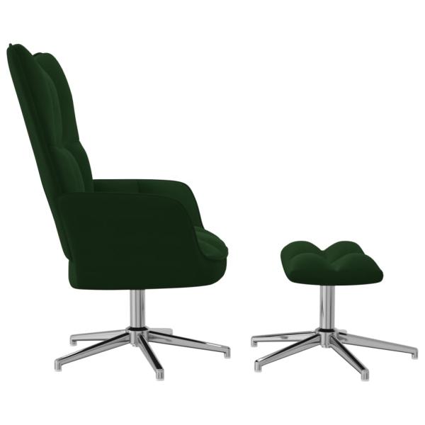 Relaxsessel mit Hocker Dunkelgrün Samt