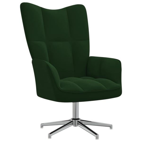 Relaxsessel mit Hocker Dunkelgrün Samt