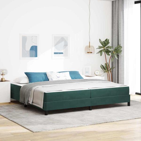 ARDEBO.de - Boxspringbett mit Matratze Dunkelgrün 200 x 210 cm Samt