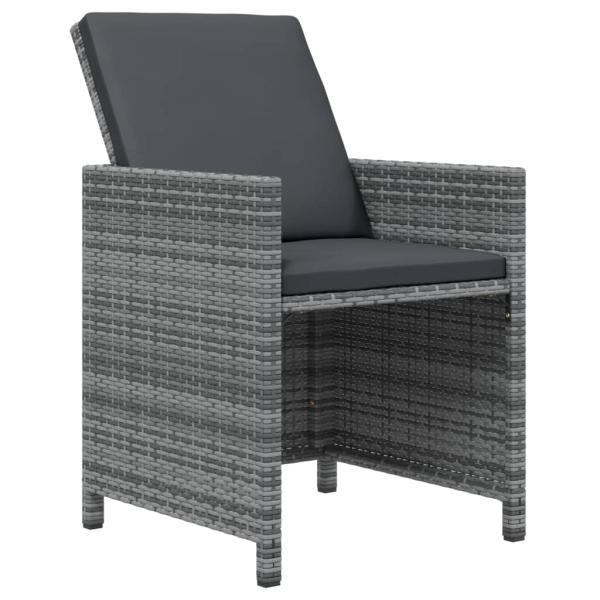9-tlg. Garten-Essgruppe mit Kissen Poly Rattan Grau