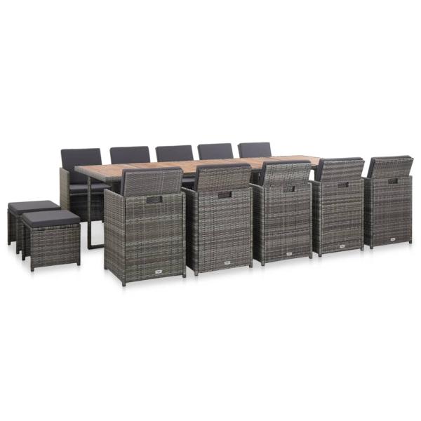 ARDEBO.de - 15-tlg. Garten-Essgruppe mit Auflagen Poly Rattan Anthrazit