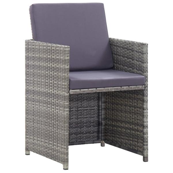 11-tlg. Garten-Essgruppe Poly Rattan Akazienholz Anthrazit