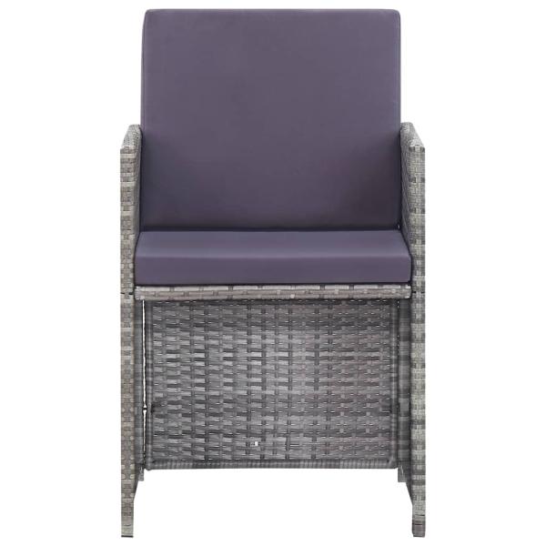 11-tlg. Garten-Essgruppe Poly Rattan Akazienholz Anthrazit