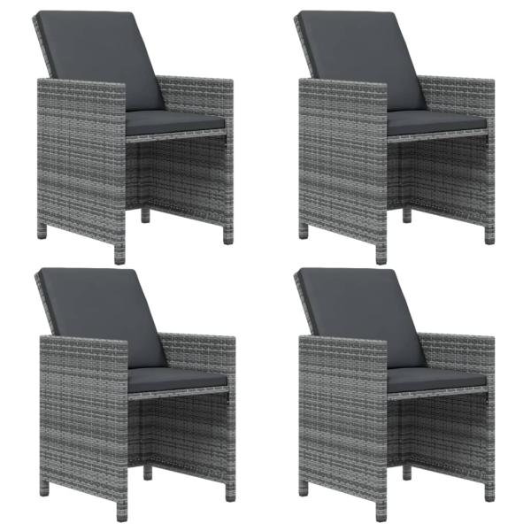 5-tlg. Garten-Essgruppe mit Kissen Poly Rattan Grau