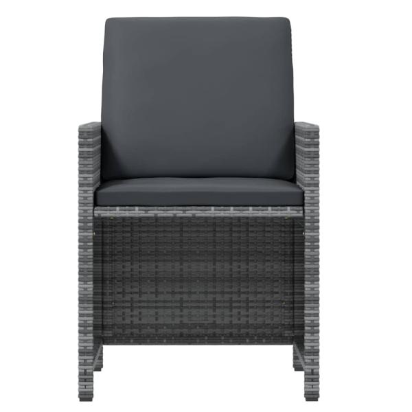 5-tlg. Garten-Essgruppe mit Kissen Poly Rattan Grau