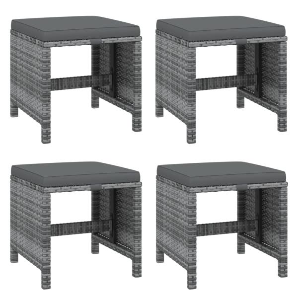 9-tlg. Garten-Essgruppe mit Kissen Poly Rattan Grau