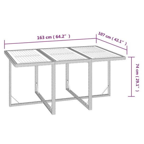 7-tlg. Garten-Essgruppe mit Kissen Poly Rattan Grau
