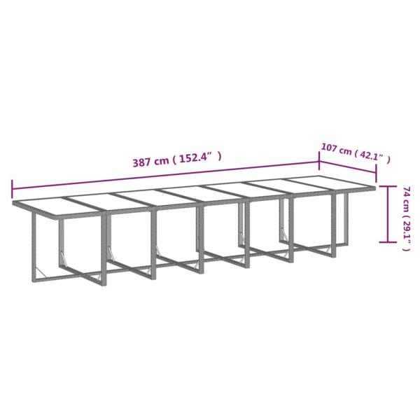 19-tlg. Garten-Essgruppe mit Kissen Grau Poly Rattan
