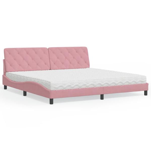 ARDEBO.de - Bett mit Matratze Rosa 200x200 cm Samt