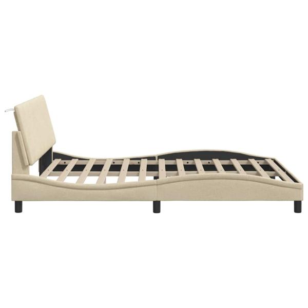 Bettgestell ohne Matratze "Hanko" Creme 160x200 cm Stoff