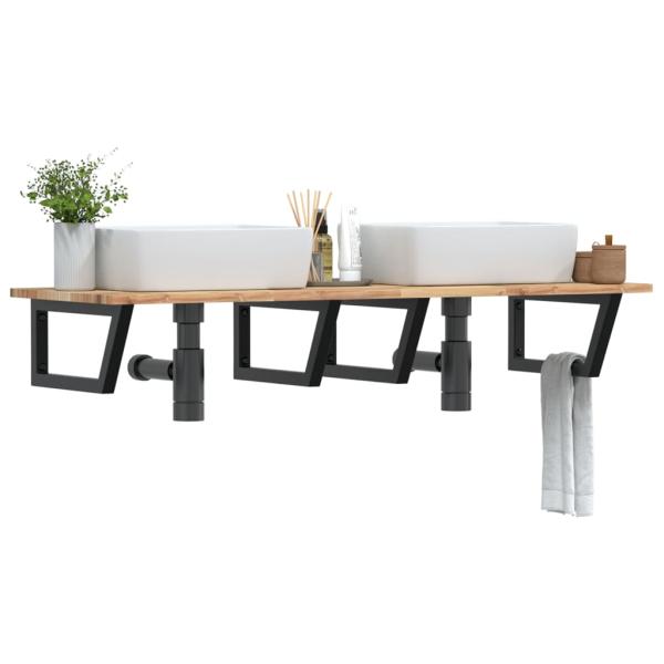 ARDEBO.de - Waschbeckenregal Wandmontage Stahl und Akazienholz