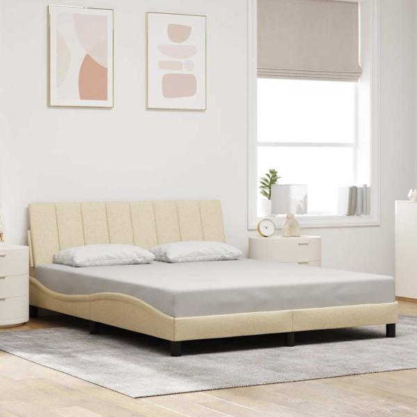 ARDEBO.de - Bettgestell ohne Matratze "Hanko" Creme 160x200 cm Stoff