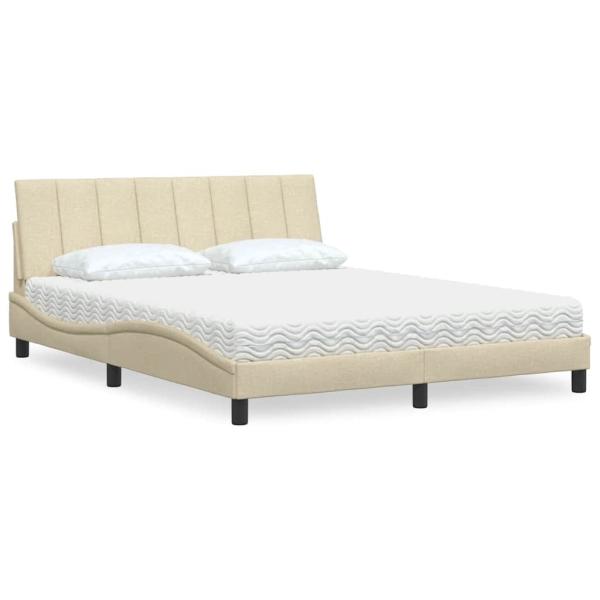 ARDEBO.de - Bett mit Matratze "Hanko" Creme 160x200 cm Stoff