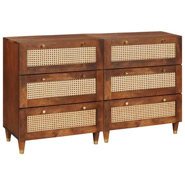 ARDEBO.de - Sideboard Set 2 pcs Braun 60 x 33.5 x 75 cm Massivholz Mango