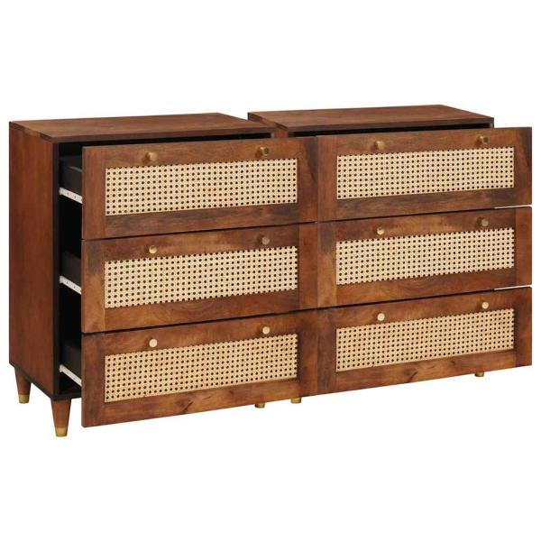 Sideboard Set 2 pcs Braun 60 x 33.5 x 75 cm Massivholz Mango