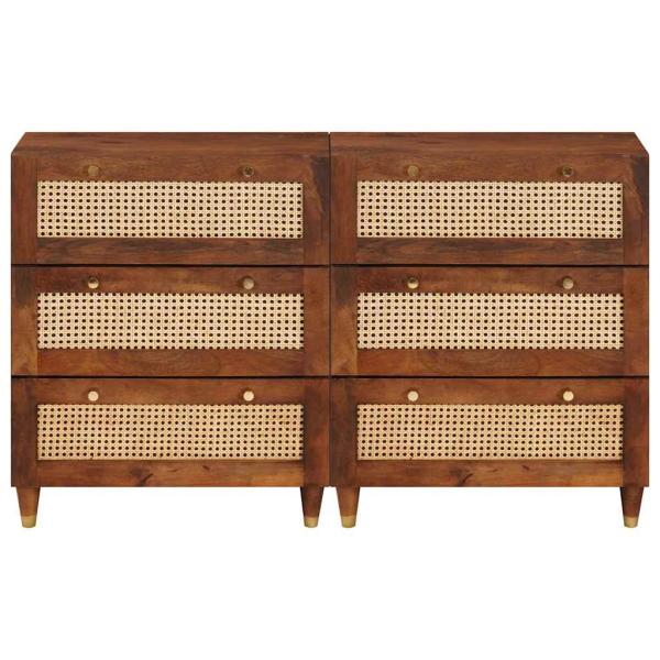 Sideboard Set 2 pcs Braun 60 x 33.5 x 75 cm Massivholz Mango