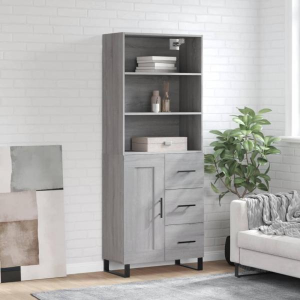 ARDEBO.de - Highboard Grau Sonoma 69,5x34x180 cm Holzwerkstoff