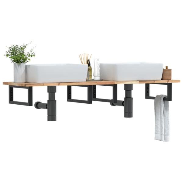 ARDEBO.de - Waschbeckenregal Wandmontage Stahl und Akazienholz