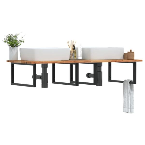 ARDEBO.de - Waschbeckenregal Wandmontage Stahl und Akazienholz
