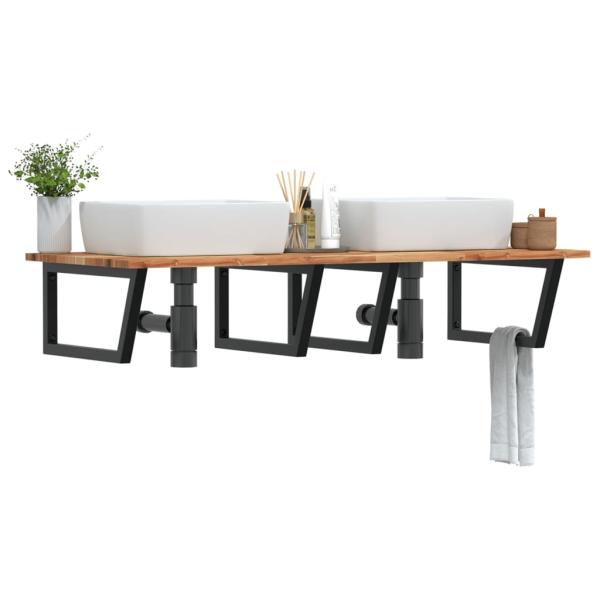 ARDEBO.de - Waschbeckenregal Wandmontage Stahl und Akazienholz