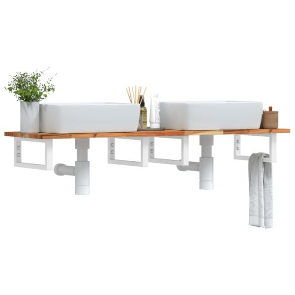 ARDEBO.de - Waschbeckenregal Wandmontage Stahl und Akazienholz