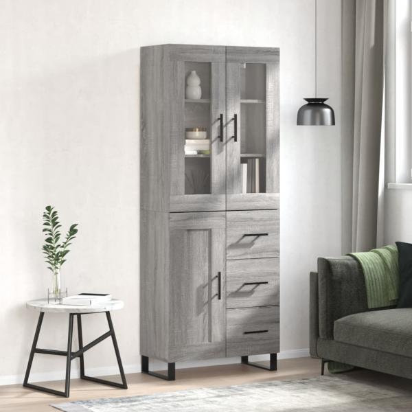 ARDEBO.de - Highboard Grau Sonoma 69,5x34x180 cm Holzwerkstoff