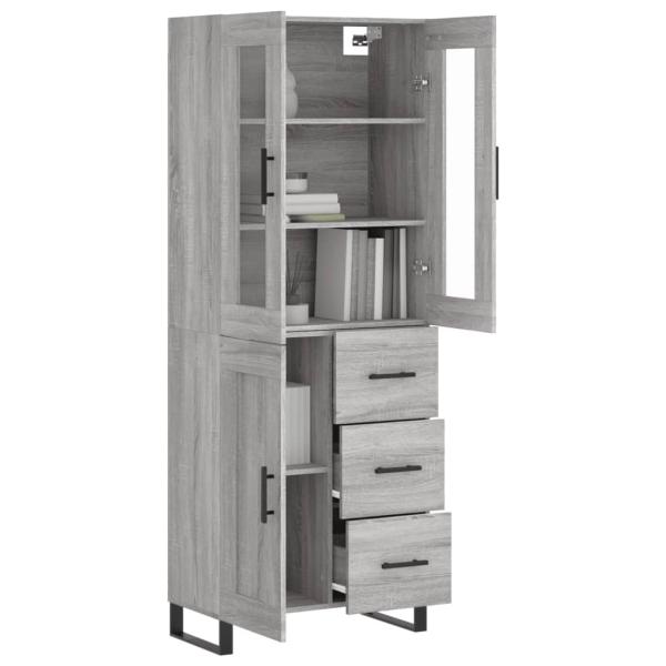 Highboard Grau Sonoma 69,5x34x180 cm Holzwerkstoff