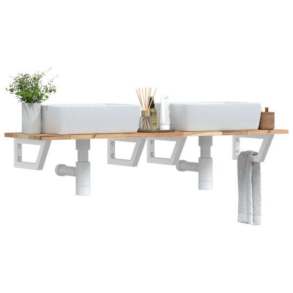 ARDEBO.de - Waschbeckenregal Wandmontage Stahl und Akazienholz