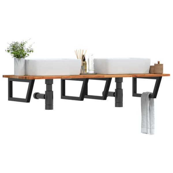 ARDEBO.de - Waschbeckenregal Wandmontage Stahl und Akazienholz
