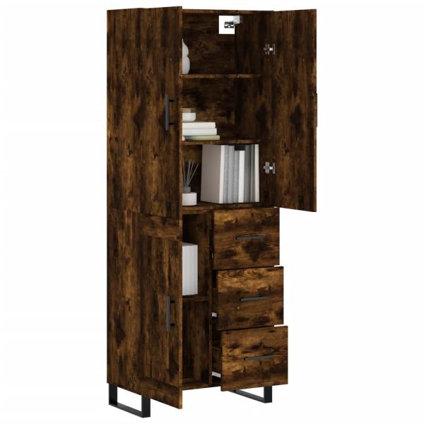 Highboard Räuchereiche 69,5x34x180 cm Holzwerkstoff