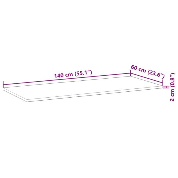 Tischplatte Rechteckig 140x60x2 cm Massivholz Akazie