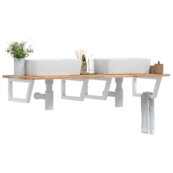 ARDEBO.de - Waschbeckenregal Wandmontage Stahl und Akazienholz