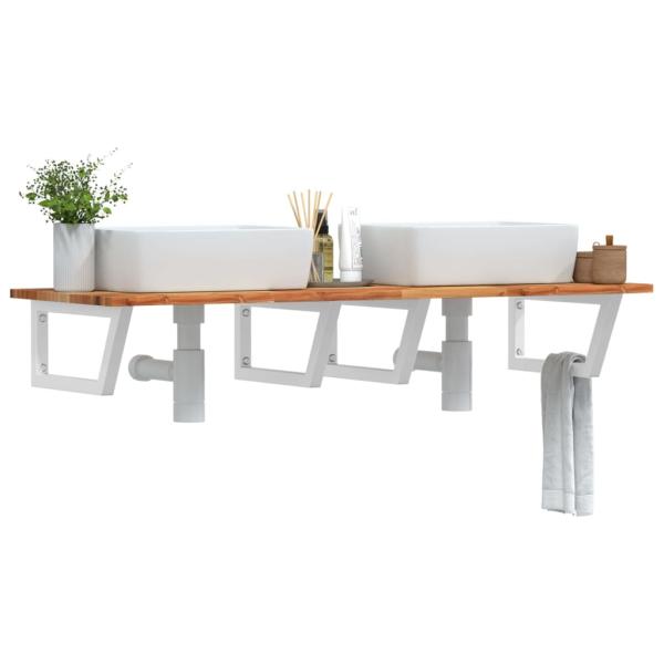 ARDEBO.de - Waschbeckenregal Wandmontage Stahl und Akazienholz