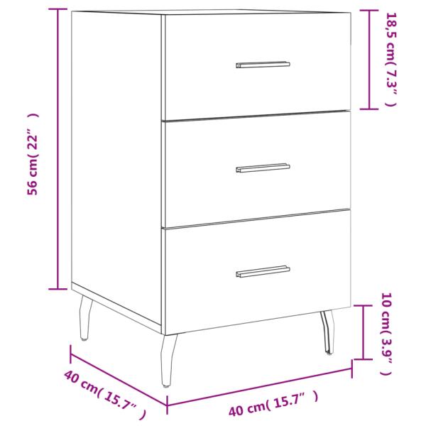 Nachttisch Grau Sonoma 40x40x66 cm Holzwerkstoff