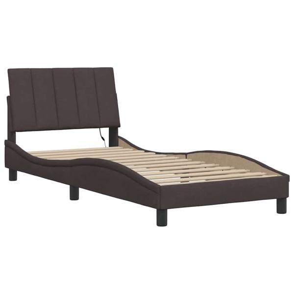 Bettgestell ohne Matratze "Hanko" Dunkelbraun 90x190 cm Stoff