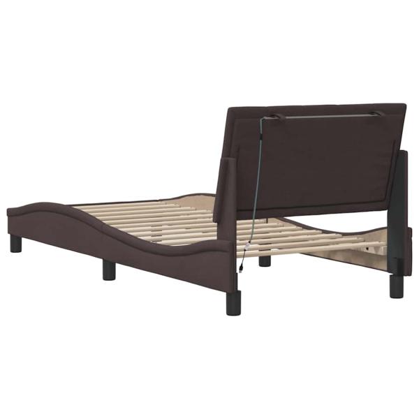 Bettgestell ohne Matratze "Hanko" Dunkelbraun 90x190 cm Stoff