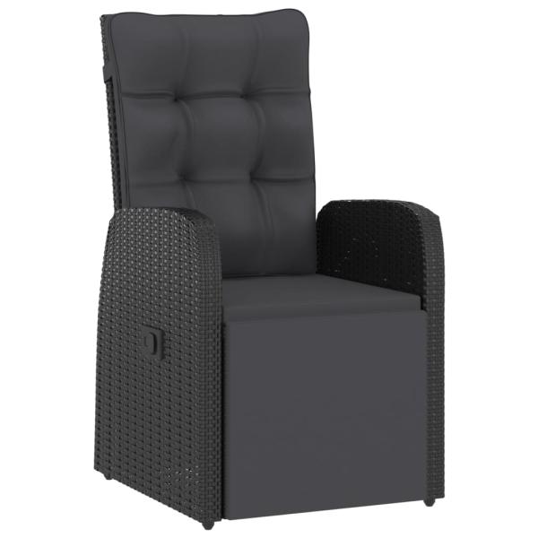 7-tlg. Garten-Essgruppe mit Kissen Schwarz Poly Rattan