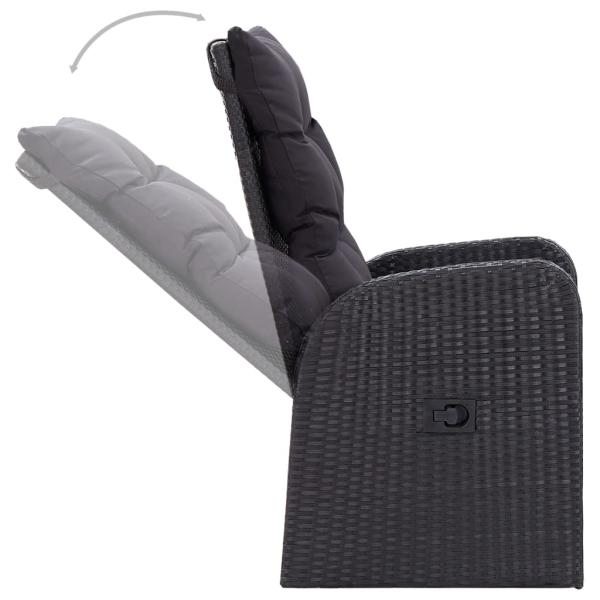 7-tlg. Garten-Essgruppe mit Kissen Schwarz Poly Rattan