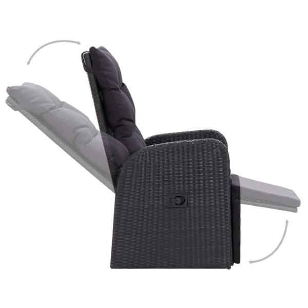 7-tlg. Garten-Essgruppe mit Kissen Schwarz Poly Rattan