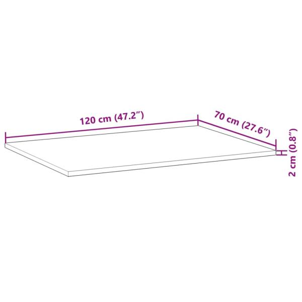Schreibtischplatte Unbehandelt 120x70x2 cm Massivholz Akazie
