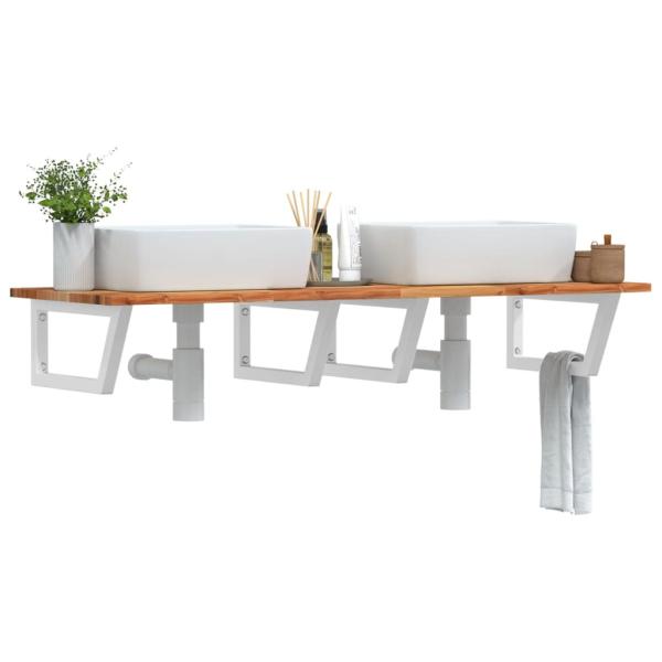ARDEBO.de - Waschbeckenregal Wandmontage Stahl und Akazienholz