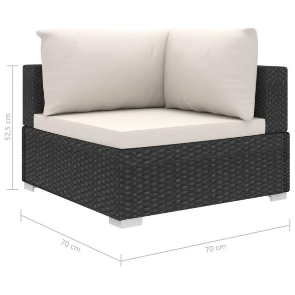11-tlg. Garten-Lounge-Set mit Auflagen Poly Rattan Schwarz