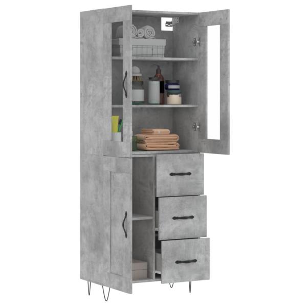 Highboard Betongrau 69,5x34x180 cm Holzwerkstoff
