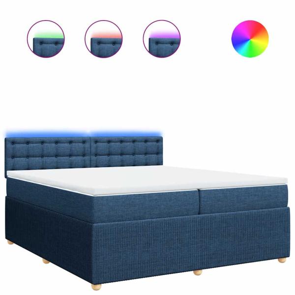 Boxspringbett mit Matratze Blau 200x200 cm Stoff